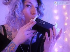 Girlfriend sensually licks your ears in a relaxing ASMR roleplay by PASTEL ROSIE