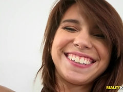 Tussi, Schwarz, Braunhaarige, Verrückt, Süss, Schmuddelige sprache, Natürlichen titten, Strumpfhose