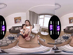 TmwVRnet - Adelle & Cindy sparkle - dude feeds two red-hot cuties