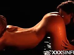 Erotic lesbians pleasuring each other in 69 pose
