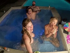 Blonde MILFs Scarlett Gushes, Scarlett Venom & Deliah Grace Have Hot Orgy in Pool