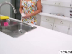 Gorgeous MILF Mandy Waters Fingered in the Kitchen
