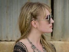 Young lesbian blondes fucking on a naughty road trip