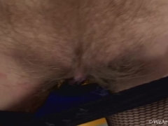 ブロンド, 毛深い, キッチン, 下着, 裸, ふっくら乳首, ストッキング
