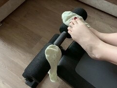 Hochschule, Fussjob, Selbstgemacht, Socken, Elasthan, Sport, Student, Jungendliche (18+)