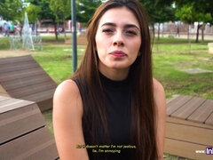 18, 美女, カップル, ラティーナ, なめる, オマンコ, ティーン, オッパイの