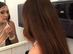 Glory hole cock sucking during coffee break with busty Milf Nataly Brown