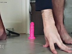 Teen Boy Rides a Big Dildo And Squirts a Lot of Cum
