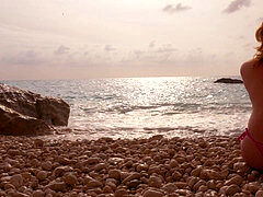 Plage, Plantureuse, Public, Rousse roux, Adolescente