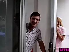 Stunning teen stewardesses fucked their lucky frined