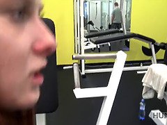 Redhead teen in palestra gets down and dirty with a Hung Stud
