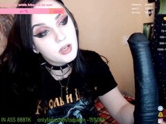 Slender Russian chick stuffs massive ebony sex toy inside her rear