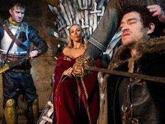 デカパイ, ブロンド, フェラチオ, 女 人男 人, ハードコア, 淫乱熟女, 三人, オッパイの