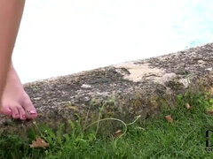 Chica, Tetas grandes, Bikini, Negro, Tetona, Al aire libre, Piscina, Tetas