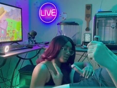 Pijpbeurt, Sperma in mond, Zwart, Brillen