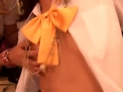 Asiático, Rubia, Japonés, Adolescente, Trio, Tetas