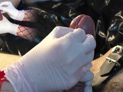 Mistress Masturbates My Cock With White Gloves. I Cum While She Works My Urethra With The Dilator