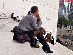 Amateur, Black, Brunette, Fetish, Pantyhose, Stockings, Upskirt, Voyeur
