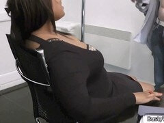 Rondelette, Tchèque, Noir ébène, Grosse, Doigter, Chatte, Chevaucher, Secrétaire