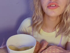 Enthousiasteling, Blond, Brits, Fetisj, Eten, Hd, Tiener