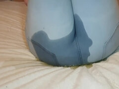 Adorable Girl Wets Her Jeans On Her Bed While Playing On Her Phone :3