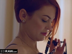 イマラチオ, チン, ハードコア, 異人種間, なめる, オマンコ, 赤毛, 馬乗り