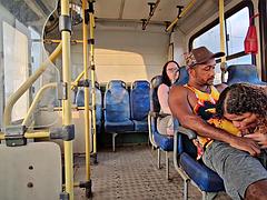 Eliane Furacaox and Lorrany Exotica Bare All Riding Marcio Baiano in Crowded Brazilian Bus Backse