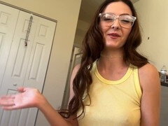 Gros cul, Lunettes, Naturelle, Pov, Chatte, Adolescente, Nénés