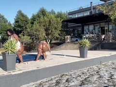 Gorda, Culo grande, Negro, Ébano, Gorda, Casero, Al aire libre, Coño