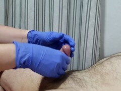 Sperma shot, Handschoenen, Handbeurt