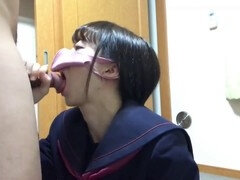 Asiatique, Sucer une bite, Éjaculation interne, Chatte, Adolescente, Nénés, Uniforme, Pute