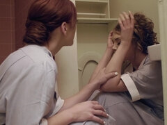 69, 舐める尻, 浴室, レズビアン, なめる, オマンコ, 長身, オッパイの