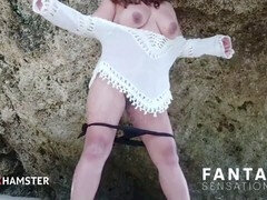 Enthousiasteling, Aziatisch, Strand, Pijpbeurt, Indisch, Buiten, Tietenklus, Vrouw