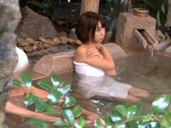 Teenage japanese wifey fucked by strangers in onsen spa