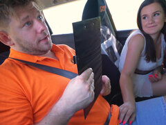 Beautiful teen Little Eliss rides dick better than car