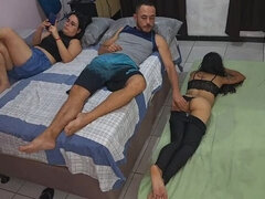 Hot Wife Shares Room With Friend And Husband For Wild Threesome