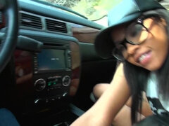 Blowjob, Car, Facial, Glasses, Masturbation, Petite, Piercing, Teen