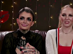 Tattooed lesbian domination whipping blindfolded girlfriends feet after casting