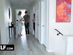 デカパイ, イマラチオ, バック, Hd, 淫乱熟女, 義母, 三人, オッパイの