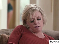 Naughty teen Emma Hix tiptoes into the living room, looking around cautiously. From the doorway, Emma's jaw drops, this time with shocked delight