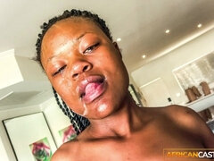 Afrikaans, Grote mammen, Pijpbeurt, Sperma in mond, Zwart, Hd, Interraciaal, Gezichtspunt