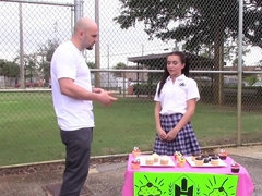 School uniform cutie is his petite and flexible fuck slut