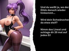 Anal, Cul, Bondage domination sadisme masochisme, Conversation vulgaire, Femme dominatrice, Instruction, Masturbation, Maîtresse