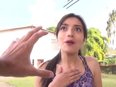 Spicy girl Veronica Marin sucks a dick at porn casting