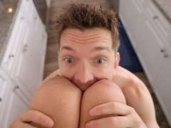 ぽっちゃり, デカ尻, フェラチオ, 捕まる, デブ, 女 人男 人, 手コキする, オナニー