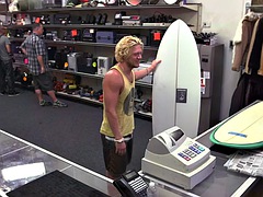 Ripped straight agrees to a threesome at a pawnshop