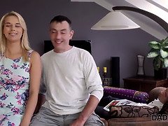 Blonde 18's caught fucking by an old man and his hung daddy