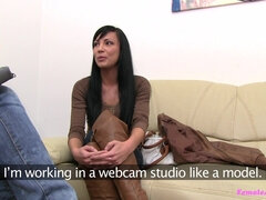 Model Casting Turns Into Lesbian Fun For Dark Haired Lady