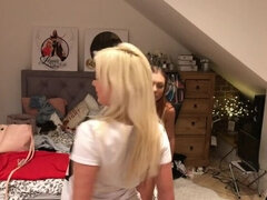 Non Nude Tease of Czech Teens Party Lingerie and Mini Skirts Try On at Home