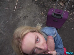 Rubia, Tetona, Vestidas, Al aire libre, Pov, Puta, Chupando, Tren